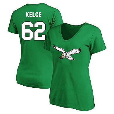 Women's Fanatics Branded Jason Kelce Kelly Green Philadelphia Eagles Plus Size Throwback Player Name & Number V-Neck T-Shirt