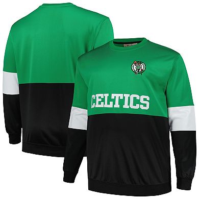 Men's Fanatics Branded Kelly Green/Black Boston Celtics Big & Tall Split Pullover Sweatshirt