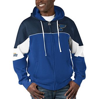 Men's Starter Blue/Navy St. Louis Blues Power Forward Full-Zip Hoodie