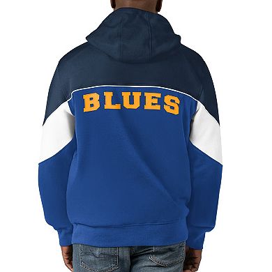 Men's Starter Blue/Navy St. Louis Blues Power Forward Full-Zip Hoodie