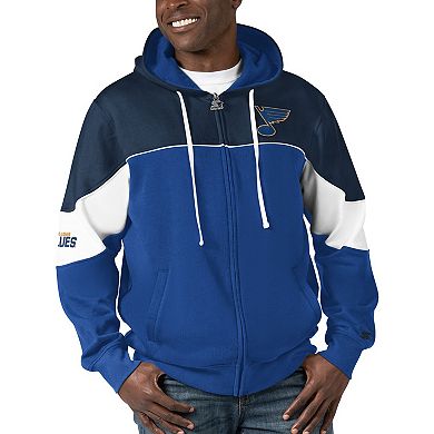 Men's Starter Blue/Navy St. Louis Blues Power Forward Full-Zip Hoodie