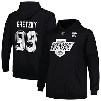 Men's Profile Wayne Gretzky Black Los Angeles Kings Name & Number Pullover Hoodie