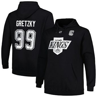 Men's Profile Wayne Gretzky Black Los Angeles Kings Name & Number Pullover Hoodie