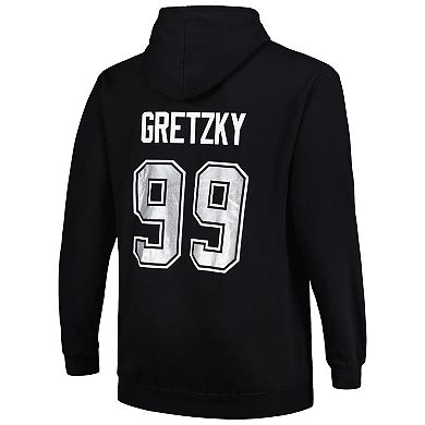 Men's Profile Wayne Gretzky Black Los Angeles Kings Name & Number Pullover Hoodie