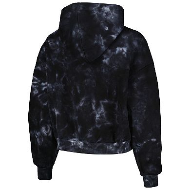 Women's The Wild Collective Black Los Angeles Lakers Tie-Dye Cropped Pullover Hoodie
