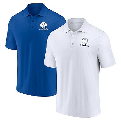 Men's Fanatics Branded White/Royal Indianapolis Colts Throwback Two-Pack Polo Set