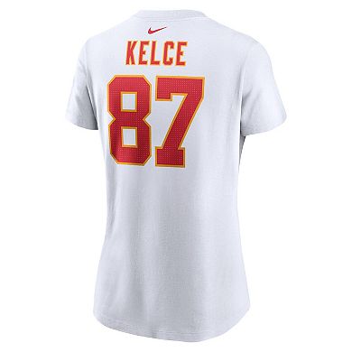 Women's Nike Travis Kelce White Kansas City Chiefs Player Name & Number T-Shirt