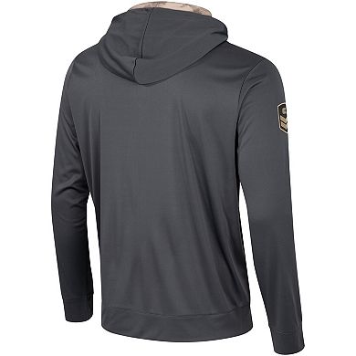 Men's Colosseum Charcoal Nebraska Huskers OHT Military Appreciation Long Sleeve Hoodie T-Shirt