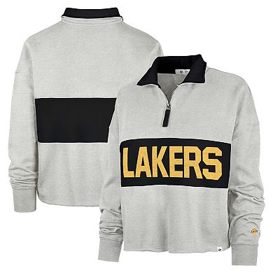 Women's '47 Heather Gray Los Angeles Lakers Breakthrough Remi Quarter-Zip Jacket
