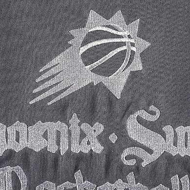 Women's The Wild Collective Gray Phoenix Suns Embroidered Fleece Raglan Short Sleeve Pullover Sweatshirt