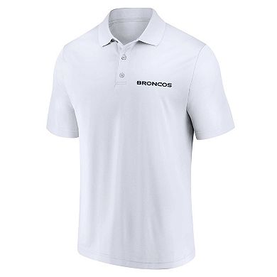 Men's Fanatics Branded White/Navy Denver Broncos Lockup Two-Pack Polo Set