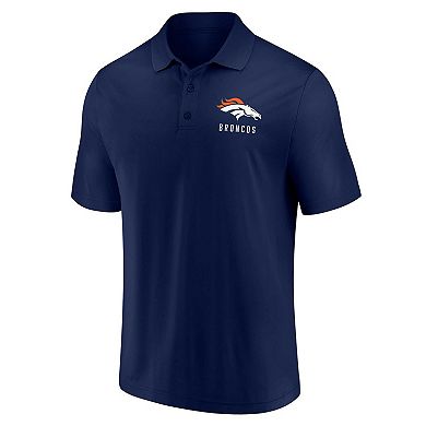 Men's Fanatics Branded White/Navy Denver Broncos Lockup Two-Pack Polo Set