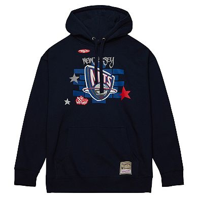 Men's Mitchell & Ness x Tats Cru Navy New Jersey Nets Hardwood Classics Brick Pullover Hoodie