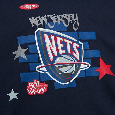 Men's Mitchell & Ness x Tats Cru Navy New Jersey Nets Hardwood Classics Brick Pullover Hoodie