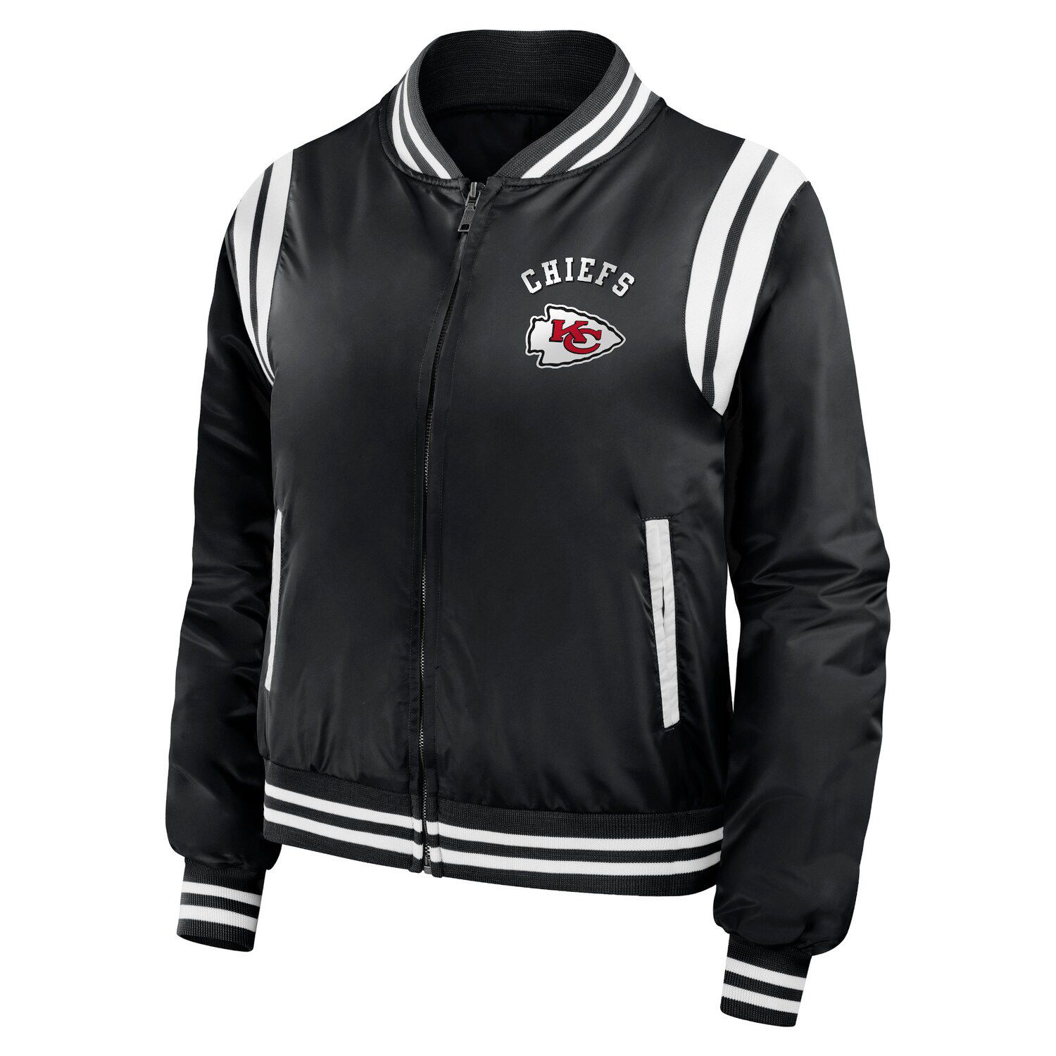 Women's WEAR By Erin Andrews Black Kansas City Chiefs Full-Zip Bomber ...