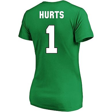 Women's Jalen Hurts Kelly Green Philadelphia Eagles Plus Size Fair Catch Name & Number V-Neck T-Shirt