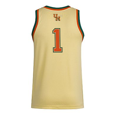 Men's adidas #1 Yellow Miami Hurricanes Swingman Jersey