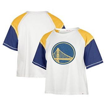 Women's '47 Cream Golden State Warriors Premier Raglan Cropped T-Shirt