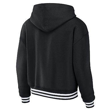 Women's WEAR by Erin Andrews Black Los Angeles Chargers Lace-Up Pullover Hoodie