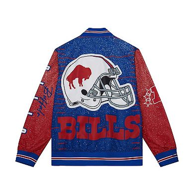Men's Mitchell & Ness White Buffalo Bills Team Burst Warm-Up Full-Zip Jacket