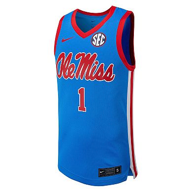 Men's Nike #1 Powder Blue Ole Miss Rebels Replica Basketball Jersey