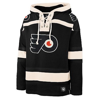 Men's '47 Black Philadelphia Flyers Superior Lacer Lace-up Hoodie