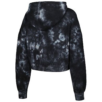 Women's The Wild Collective Black Chicago Bulls Tie-Dye Cropped Pullover Hoodie