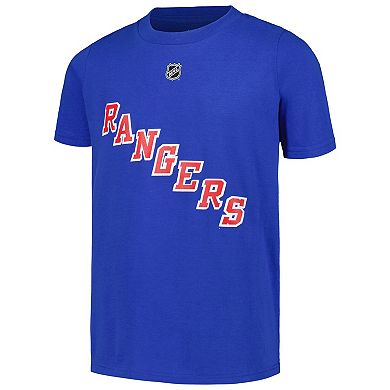 Youth Igor Shesterkin Blue New York Rangers Player Name & Number T-Shirt