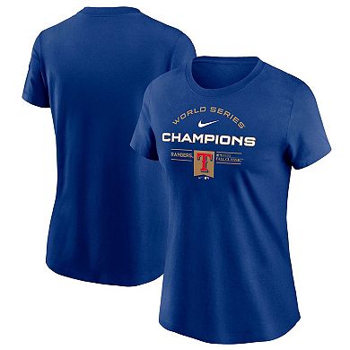 Women's Nike Royal Texas Rangers 2023 World Series Champions Team Logo Lockup T-Shirt