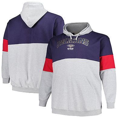 Men's Fanatics Branded Navy/Red New Orleans Pelicans Big & Tall Pullover Hoodie