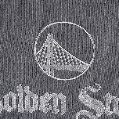 Women's The Wild Collective Gray Golden State Warriors Embroidered Fleece Raglan Short Sleeve Pullover Sweatshirt