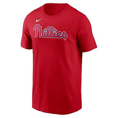 Men's Nike Alec Bohm Red Philadelphia Phillies Player Name & Number T-Shirt