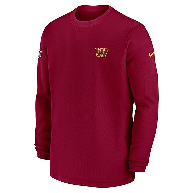 Men's Nike  Burgundy Washington Commanders 2023 Sideline Throwback Heavy Brushed Waffle Long Sleeve Top