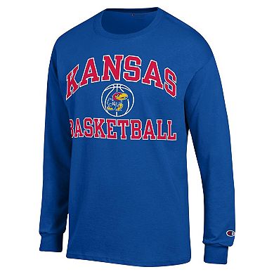 Men's Champion Royal Kansas Jayhawks Basketball Icon Long Sleeve T-Shirt