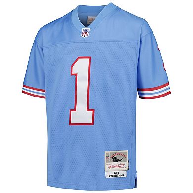 Youth Mitchell & Ness Warren Moon Light Blue Houston Oilers Gridiron Classics 1993 Retired Player Legacy Jersey