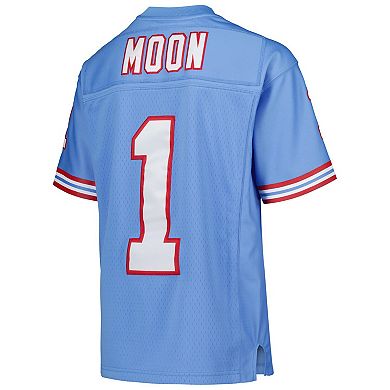 Youth Mitchell & Ness Warren Moon Light Blue Houston Oilers Gridiron Classics 1993 Retired Player Legacy Jersey