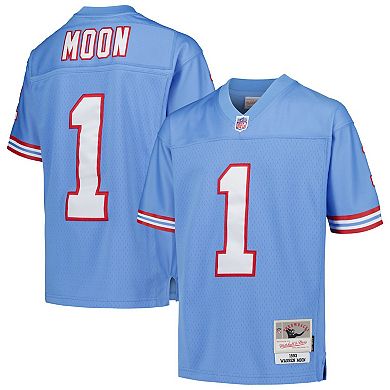 Youth Mitchell & Ness Warren Moon Light Blue Houston Oilers Gridiron Classics 1993 Retired Player Legacy Jersey