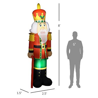 8' Inflatable Christmas Nutcracker Soldier With 4 Led Lights For Outdoor