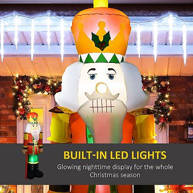 8' Inflatable Christmas Nutcracker Soldier With 4 Led Lights For Outdoor
