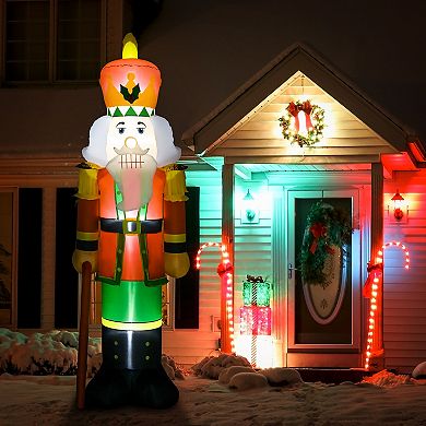8' Inflatable Christmas Nutcracker Soldier With 4 Led Lights For Outdoor