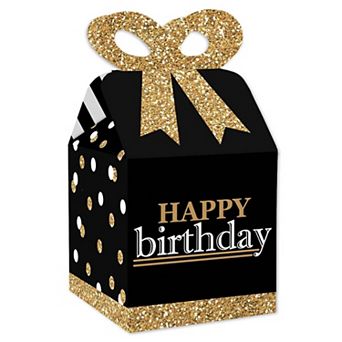 Big Dot Of Happiness Adult Happy Birthday Gold Square Favor Gift Boxes Party Bow Boxes 12 ct