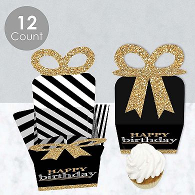 Big Dot Of Happiness Adult Happy Birthday Gold Square Favor Gift Boxes Party Bow Boxes 12 Ct