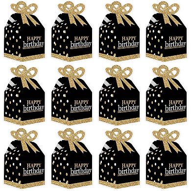 Big Dot Of Happiness Adult Happy Birthday Gold Square Favor Gift Boxes Party Bow Boxes 12 Ct
