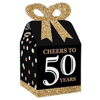 Big Dot Of Happiness Adult 50th Birthday Gold Square Favor Gift Boxes Party Bow Boxes 12 ct