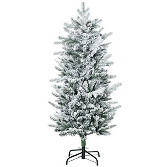 Homcom 4.5' Artificial Christmas Tree With Sonw Flocked, Auto Open