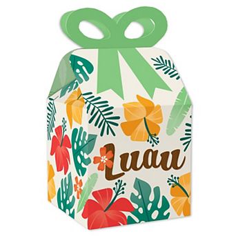 Big Dot Of Happiness Tropical Luau Square Favor Gift Box Hawaiian Beach Party Bow Boxes 12 ct