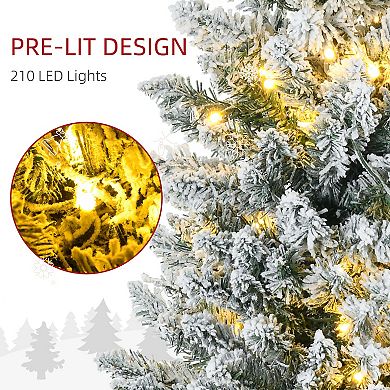 HOMCOM 7ft Prelit Artificial Pencil Christmas Tree w/ LED Lights
