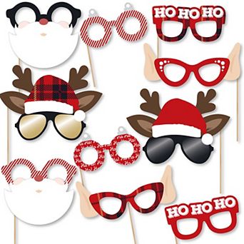 Big Dot Of Happiness Jolly Santa Claus Glasses Paper Christmas Party Photo Booth Props 10 ct
