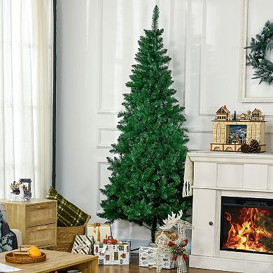 Homcom 7' Artificial Christmas Tree With Auto Open, Steel Base, Half Shape