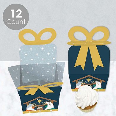 Big Dot Of Happiness Holy Nativity - Favor Gift Boxes Manger Scene Christmas Bow Boxes 12 Ct